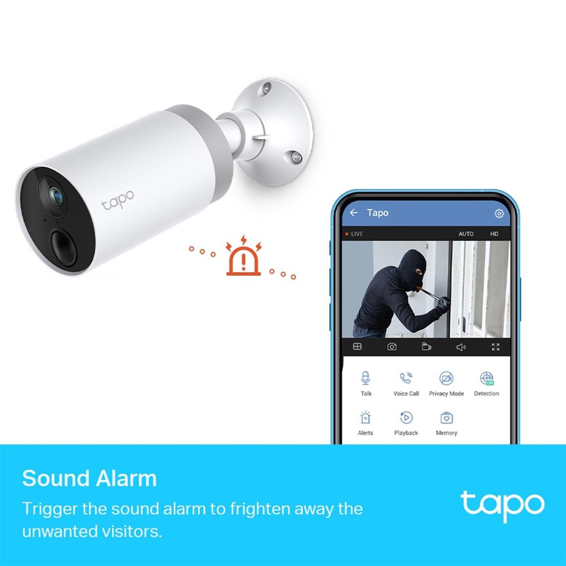 TP-Link Tapo C400S2 - Intelligentes 2-Kamera Sicherheitssystem kabellos - Weiß_Alarm