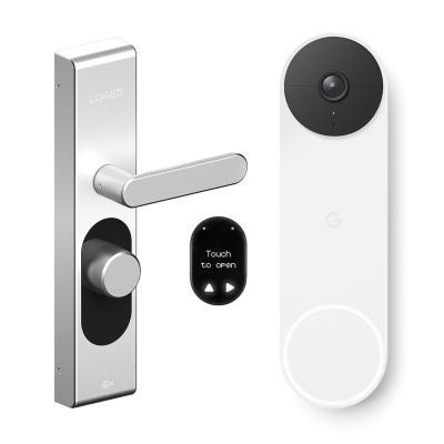 LOQED Touch Smart Lock – Stainless-Steel Edition + Google Nest Doorbell