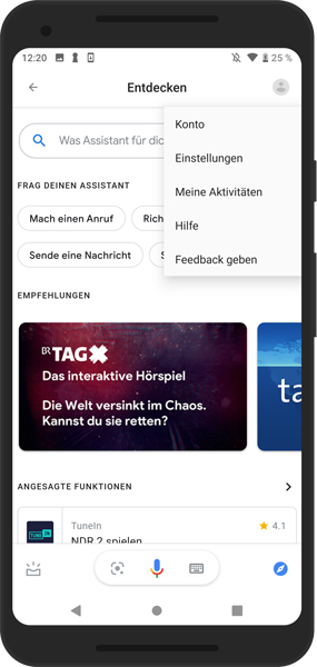 Mockup_Google Home App_Hauptmenü_Einstellungen