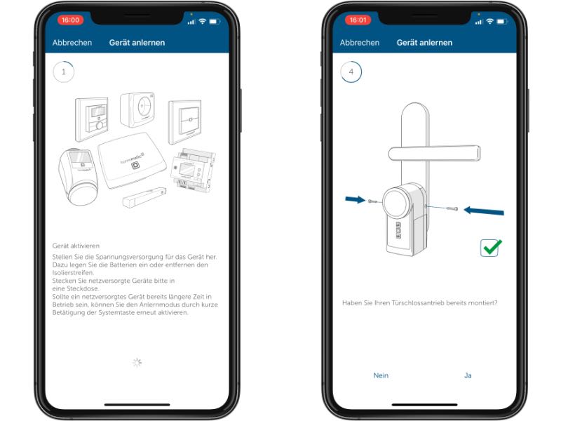 Homematic IP App für iOS: Installations-Wizard macht das Anlernen ganz leicht.
