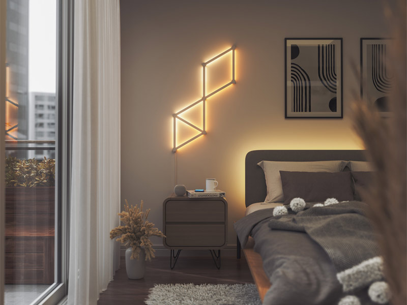 Nanoleaf Lines überm Bett