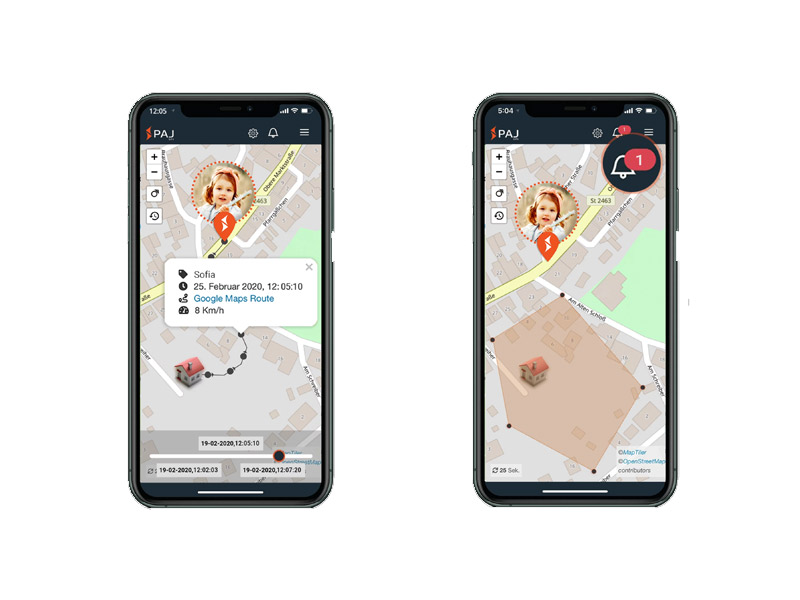 Kinder GPS Tracker Smartphone App mit Standortanzeige