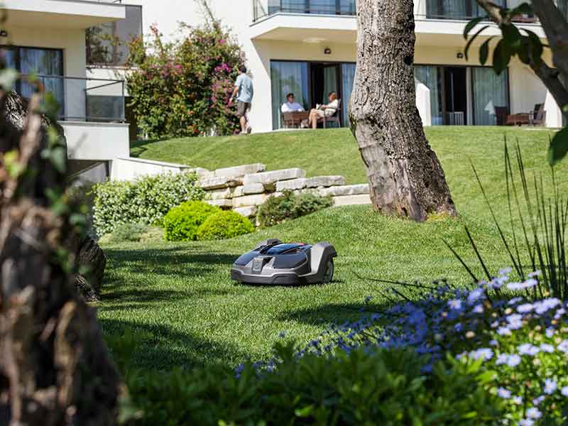 Husqvarna Mähroboter bahnt sich seinen Weg durch den Garten
