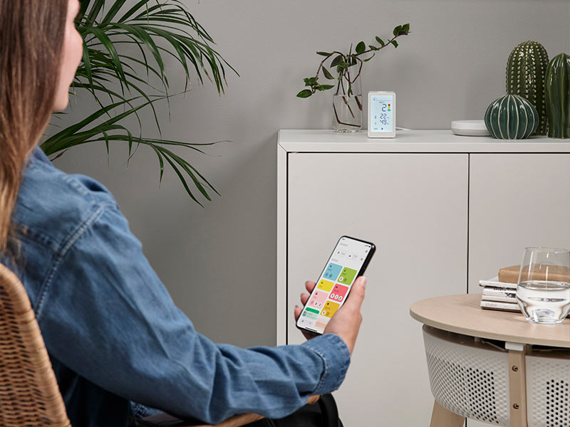 Ikea Luftqualitätssensor Vindstyrka lässt sich über Ikea Home App steuern oder alle Matter unterstützenden Apps