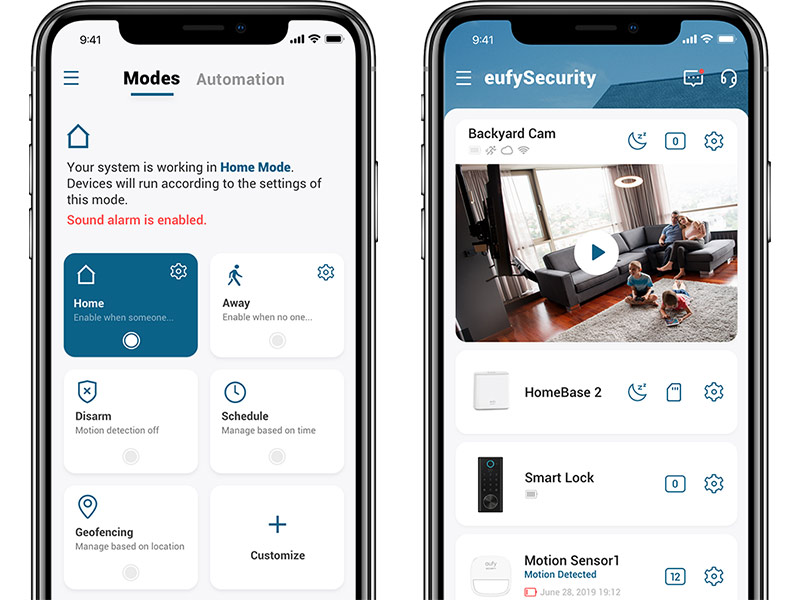app-ansicht der eufy security app