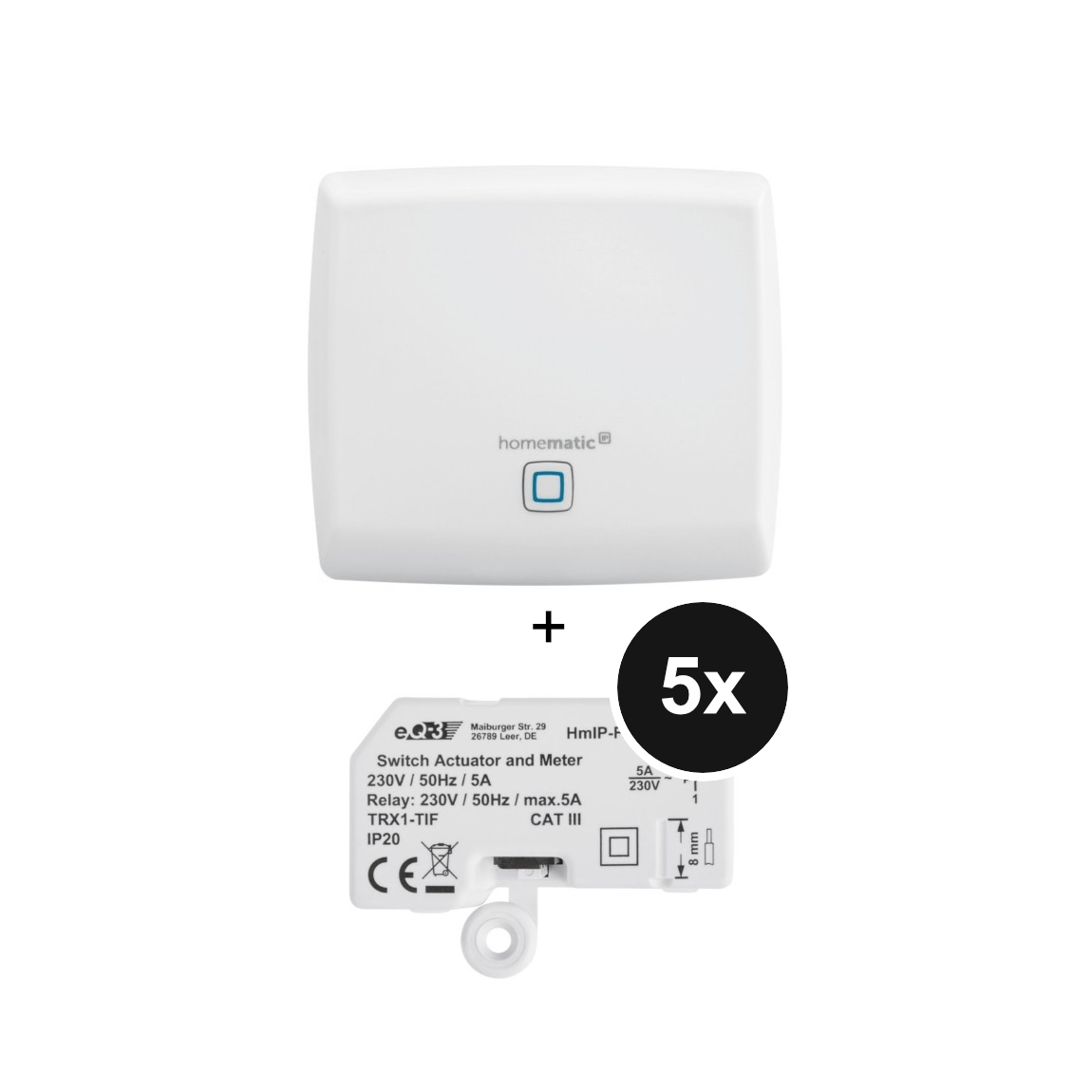 Homematic IP Access Point + Schalt-Mess-Aktor – Unterputz - 5er-Set