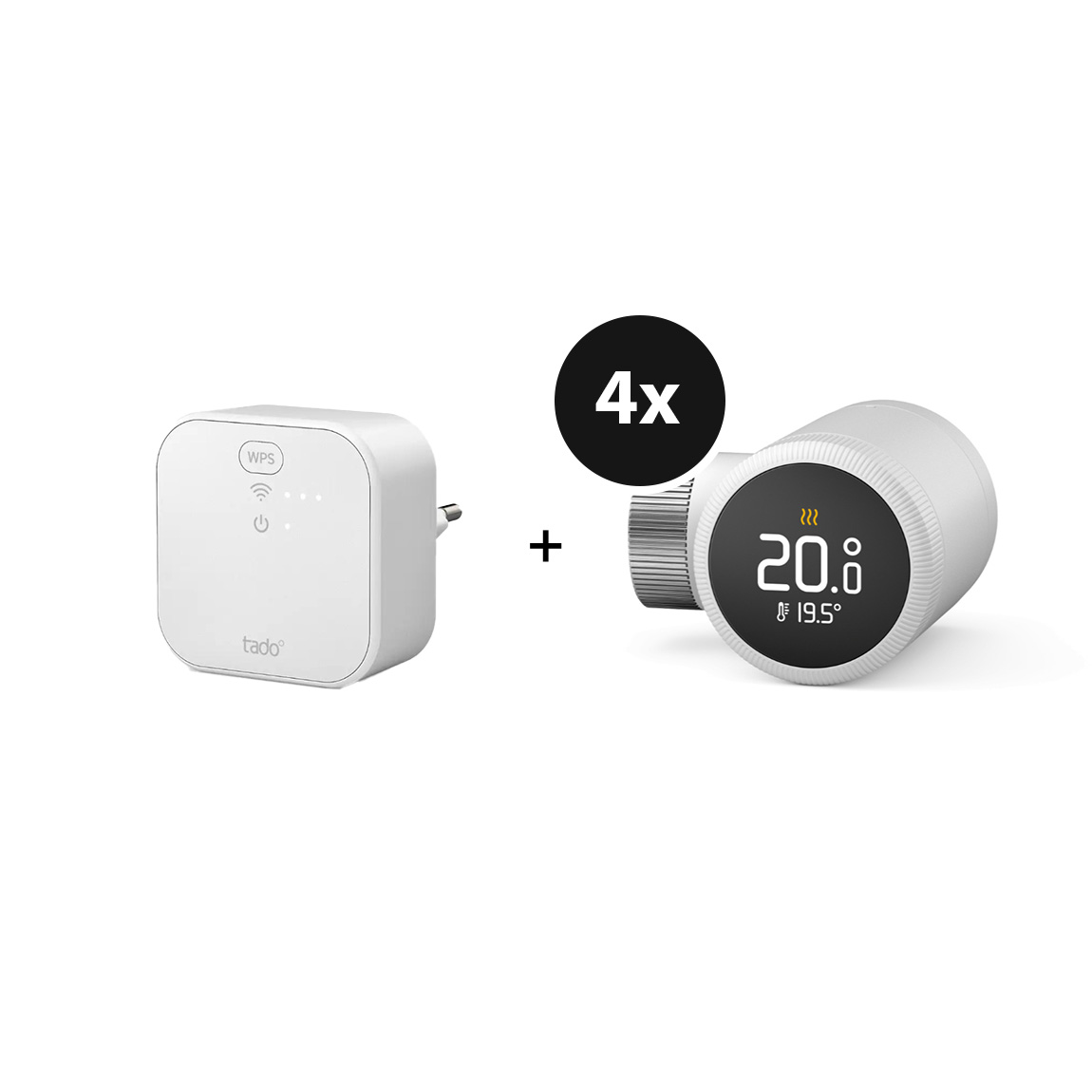 tado&deg; X Starter Kit Smartes Heizk&ouml;rper-Thermostat - 4er-Set + Bridge