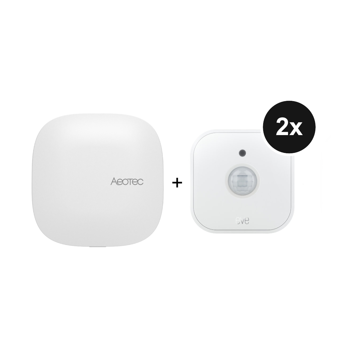 SmartThings Starter Set - mit Aeotec Hub 2 + 2 Eve Motion Matter Bewegungssensoren
