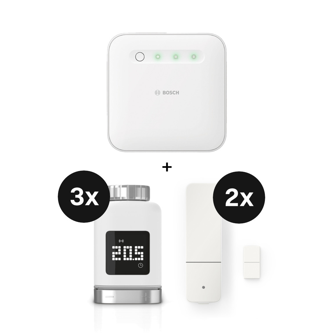 Bosch Smart Home - Starter Set Heizung II [+M] mit 3 Thermostaten & 2 T&uuml;r-/Fensterkontakt II [+M]