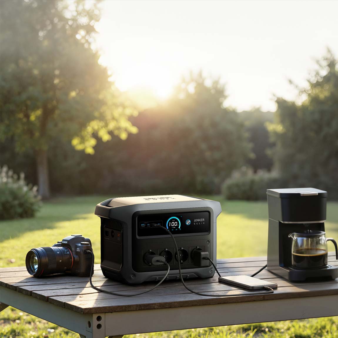 Anker SOLIX Set - mit tragbarer Powerstation C1000 (2. Gen.), 1.024Wh, 2.000W + Auto-Ladegerät — Foto 4 von 5