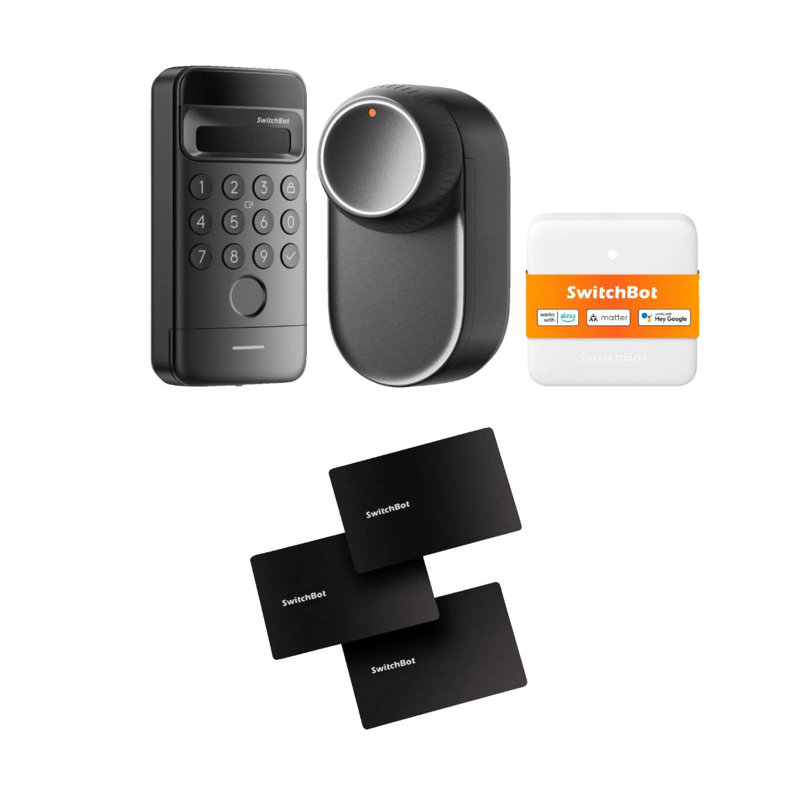 SwitchBot Starter Set - mit Hub Mini Matter + Smart Lock Ultra + Keypad Vision + 3 NFC Cards - Schwarz