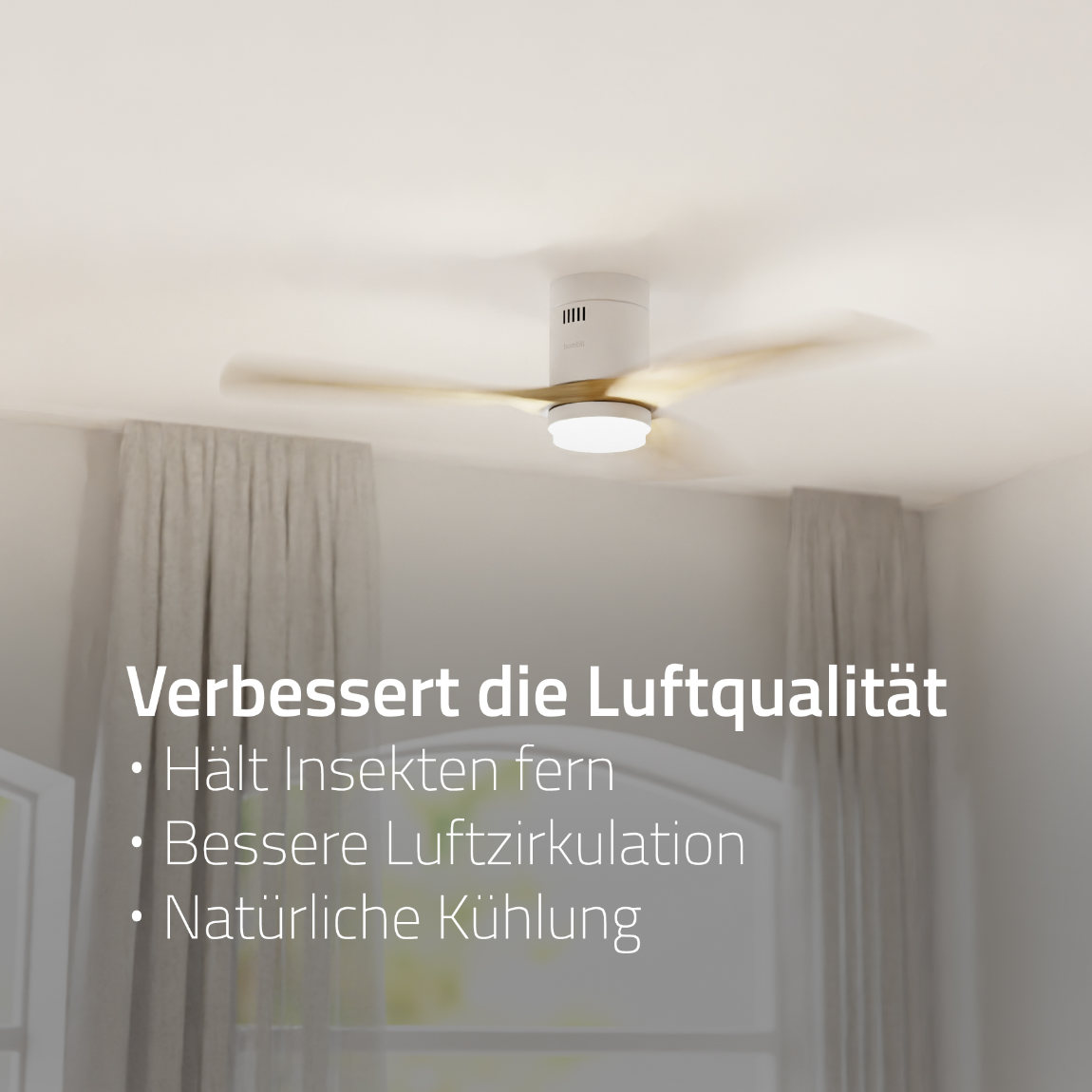 Thumbnail - Hombli Smart Ceiling Fan & Light - Weißholz