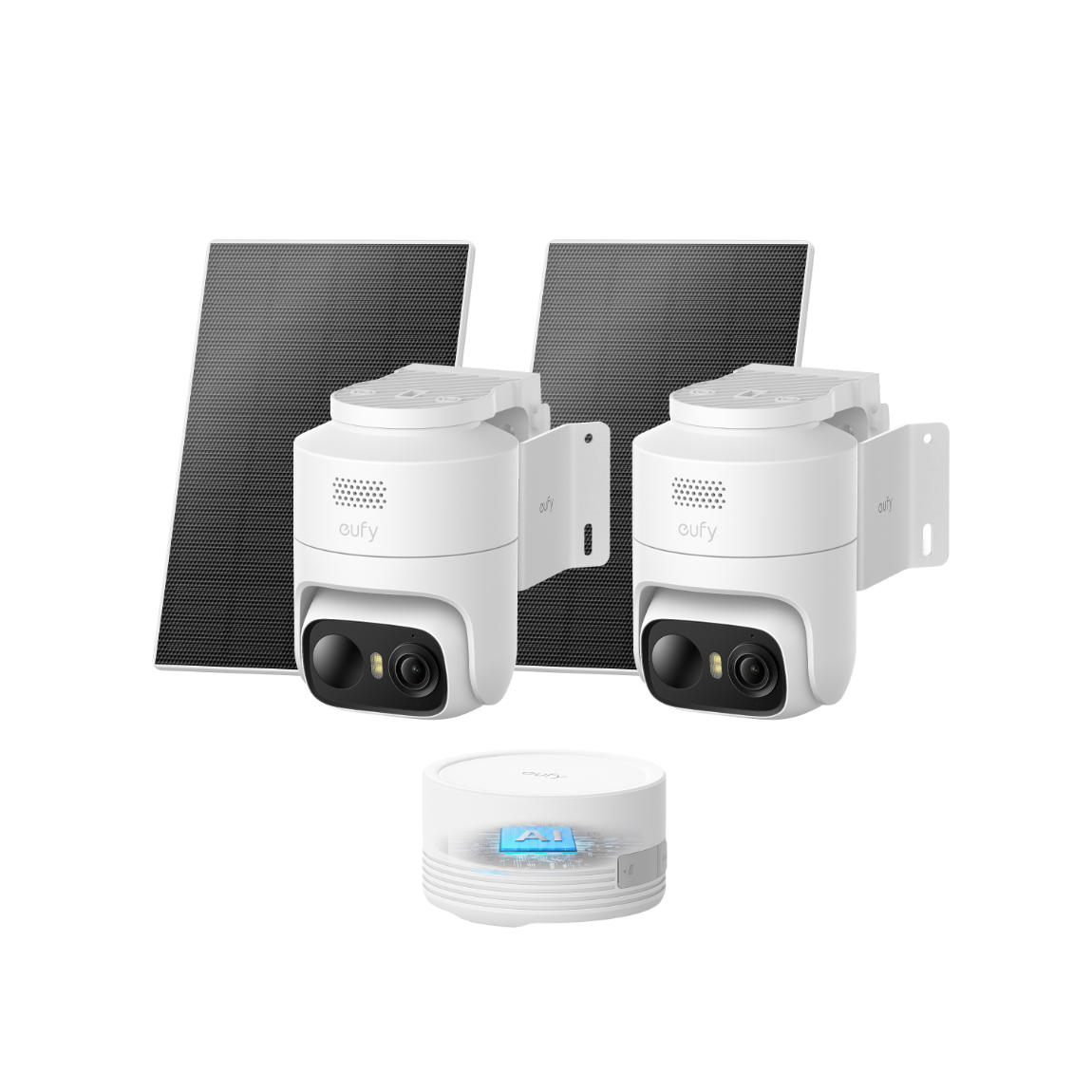 eufyCam C36 2+1 Kit - mit HomeBase Mini + 2 2K-WLAN-Außenkamera mit Schwenk-/Neigefunktion - Weiß - Farbe: White