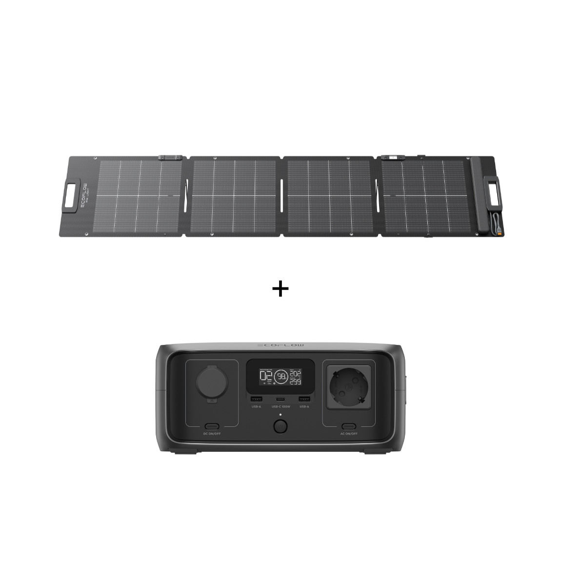 EcoFlow Offgrid-Set - mit mobilem Solarpanel 110W + tragbarer Powerstation RIVER 3 USV (300W, 245Wh)