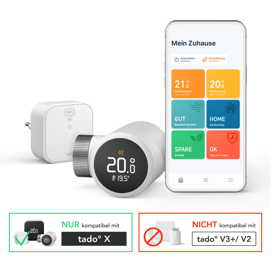 tado° X Starter Kit Smartes Heizkörper-Thermostat - 7er-Set & Bridge