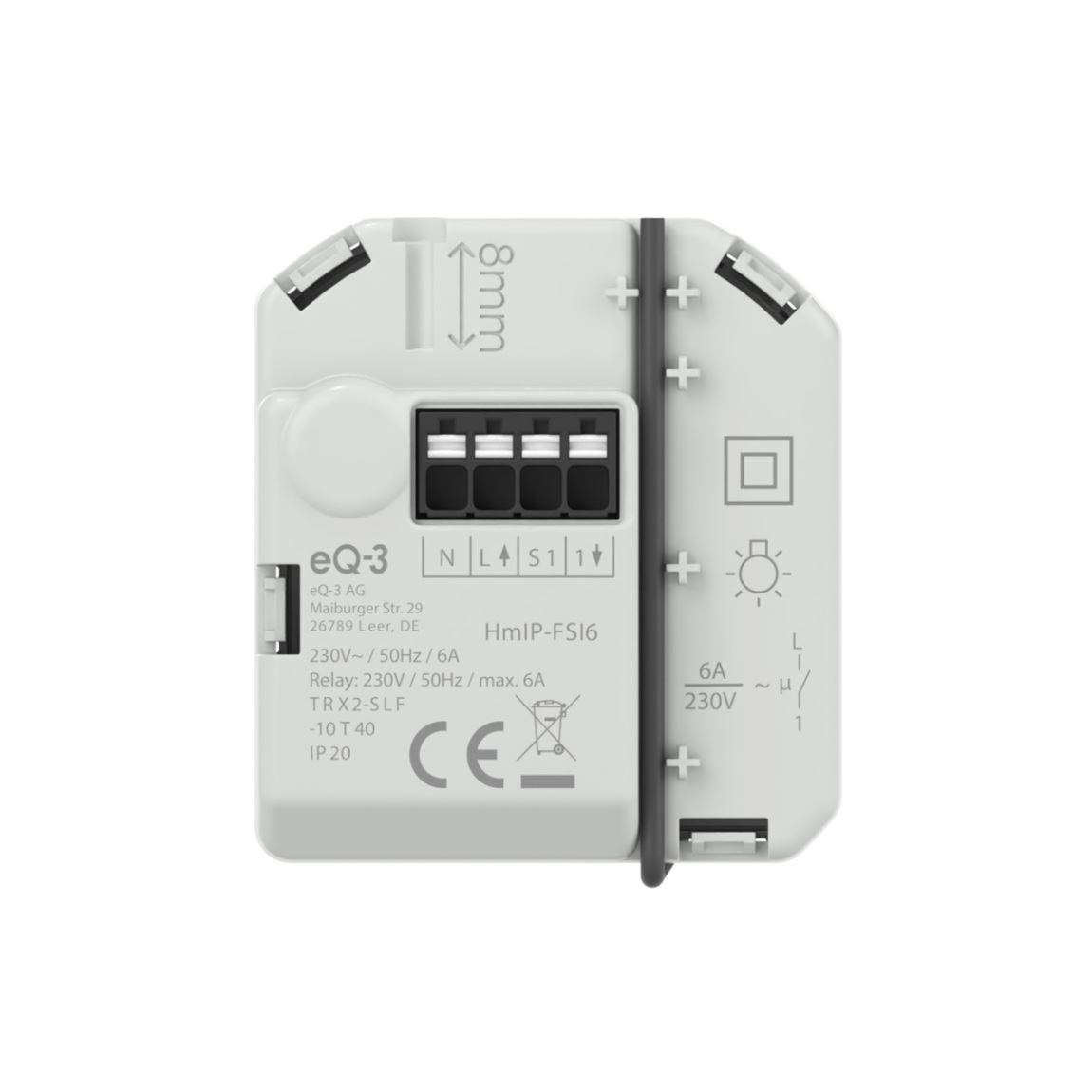Homematic IP Schaltaktor mit Tastereingang zur Lichtsteuerung, 1-Kanal, 6 A - Weiß - Image 2