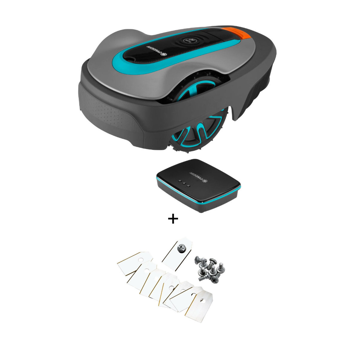 GARDENA Mähroboter smart SILENO life 750 m² Set mit LONA Technologie + Ersatzmesser + gratis Garage