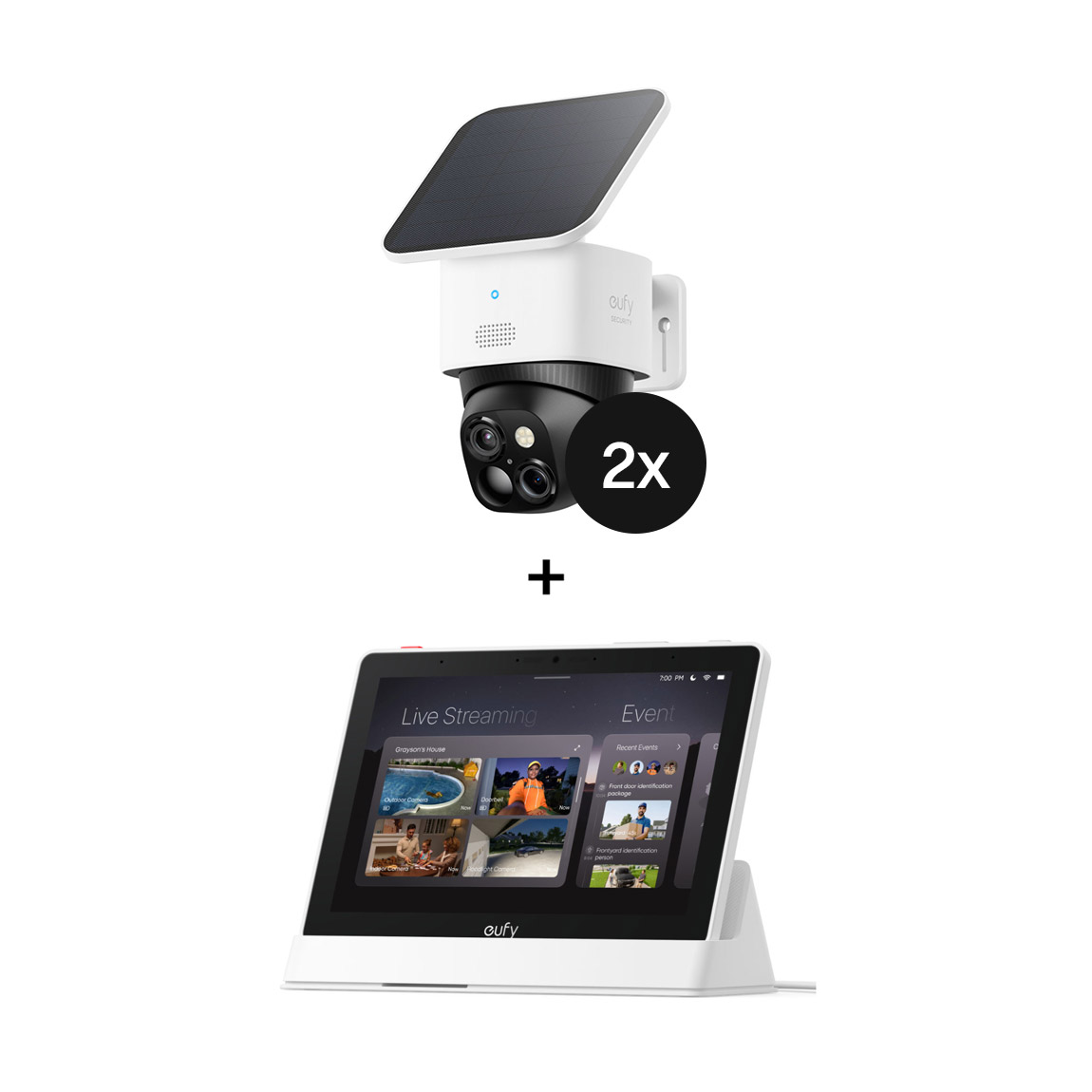 eufy SoloCam S340 - 2er-Set + Smart Display E10 (+GRATIS Hombli Lichterkette)