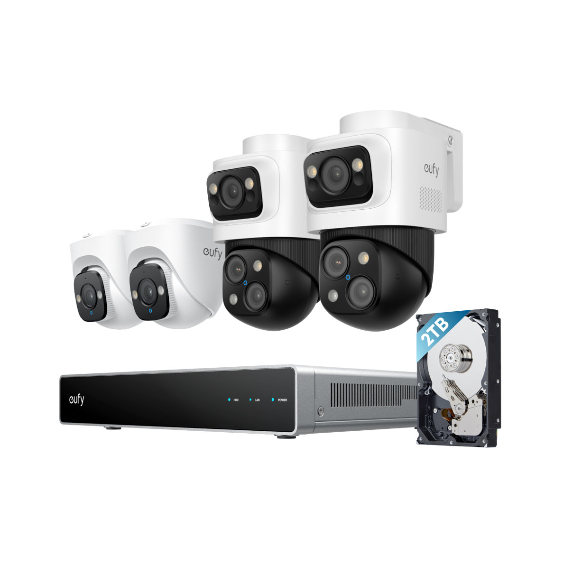 eufy PoE NVR Sicherheitssystem S4 - 2x S4 + 2x E41 - Weiß Bundle