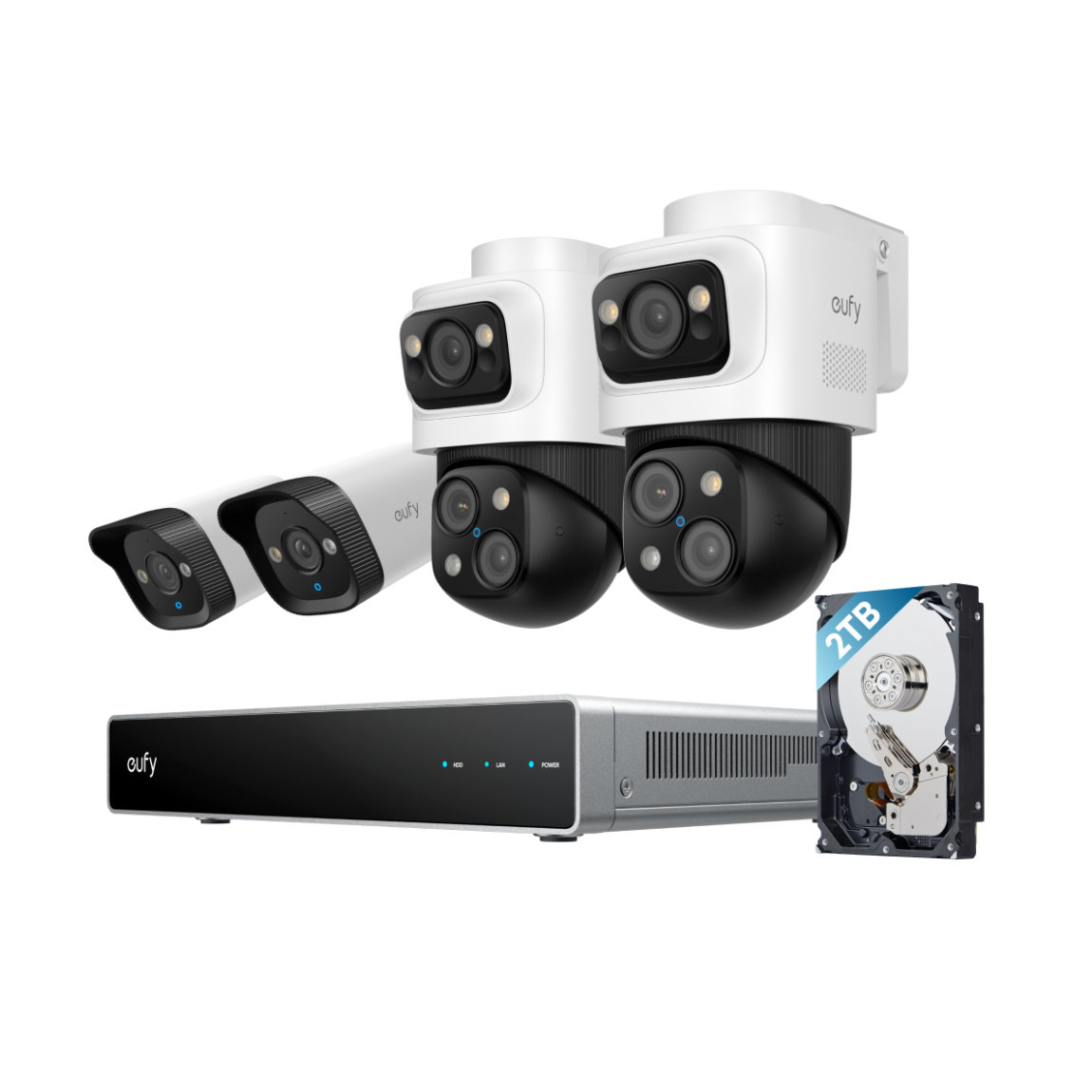 eufy PoE NVR Sicherheitssystem S4 - 2x S4 + 2x E40 - Weiß Bundle
