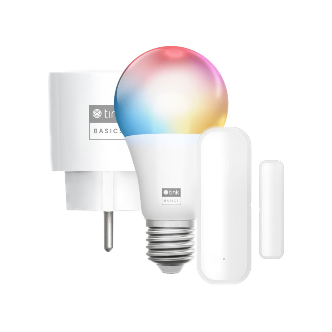 tink Basics Matter Set - mit Smart Plug + White & Color Bulb E27 + Door & Window Sensor