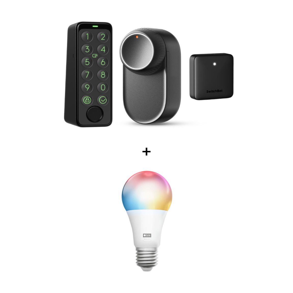 SwitchBot Smart Lock Ultra + Hub Mini Matter + Keypad Touch + gratis tink Basics White & Color E27 Bulb - Matter