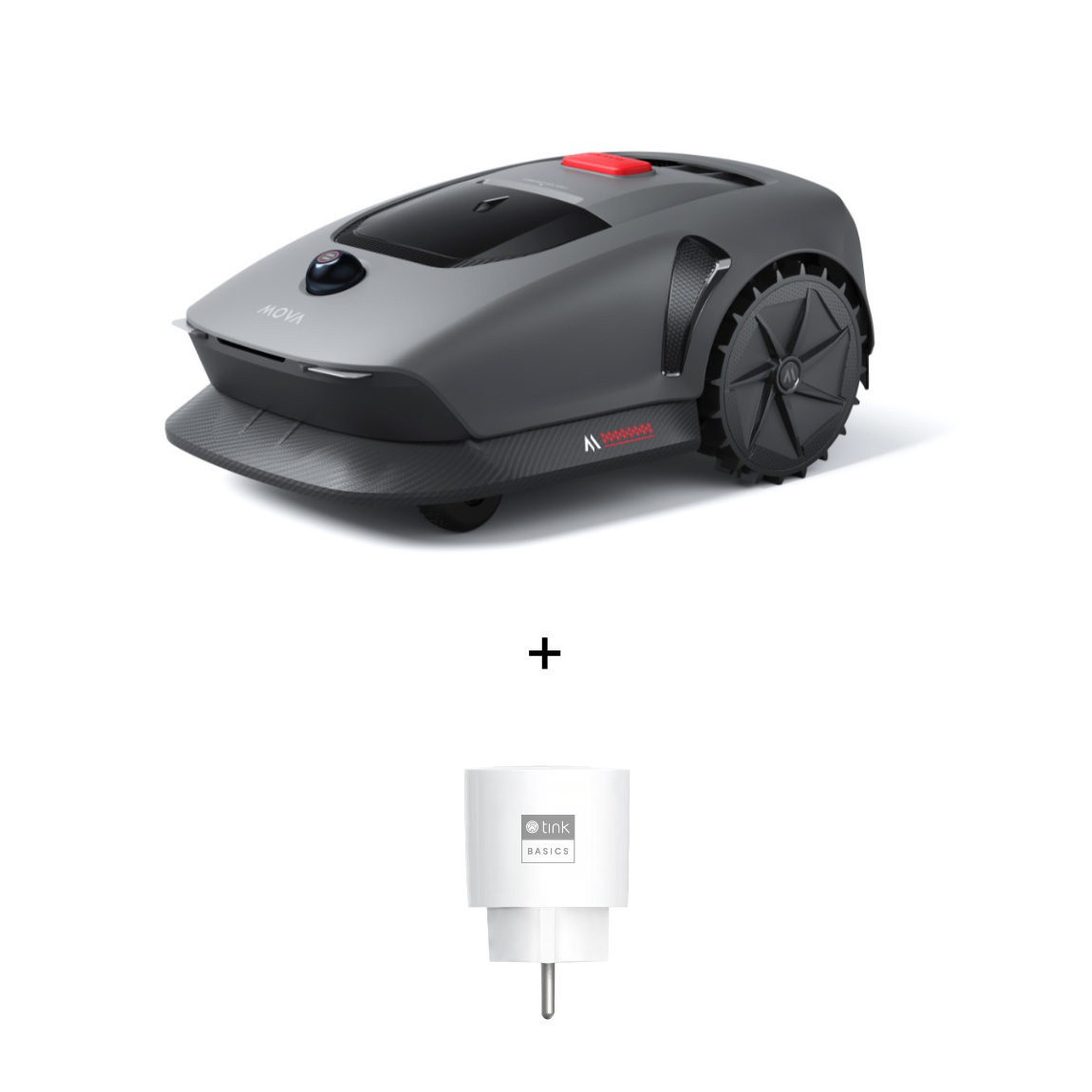 MOVA 600 Kit - Mähroboter ohne Begrenzungsdraht + Ersatzklingen & Radbürste + tink Basics Smart Plug (+GRATIS Hombli Lichterkette)
