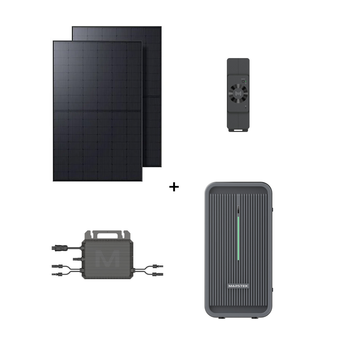 Marstek Speicher-Set - Anker SOLIX RS40D Rigid Solar Panel (2x 440W) mit Saturn B2500-D + Saturn MST-MI0800 Mikrowechselrichter + CT002 3-Phasen Smart