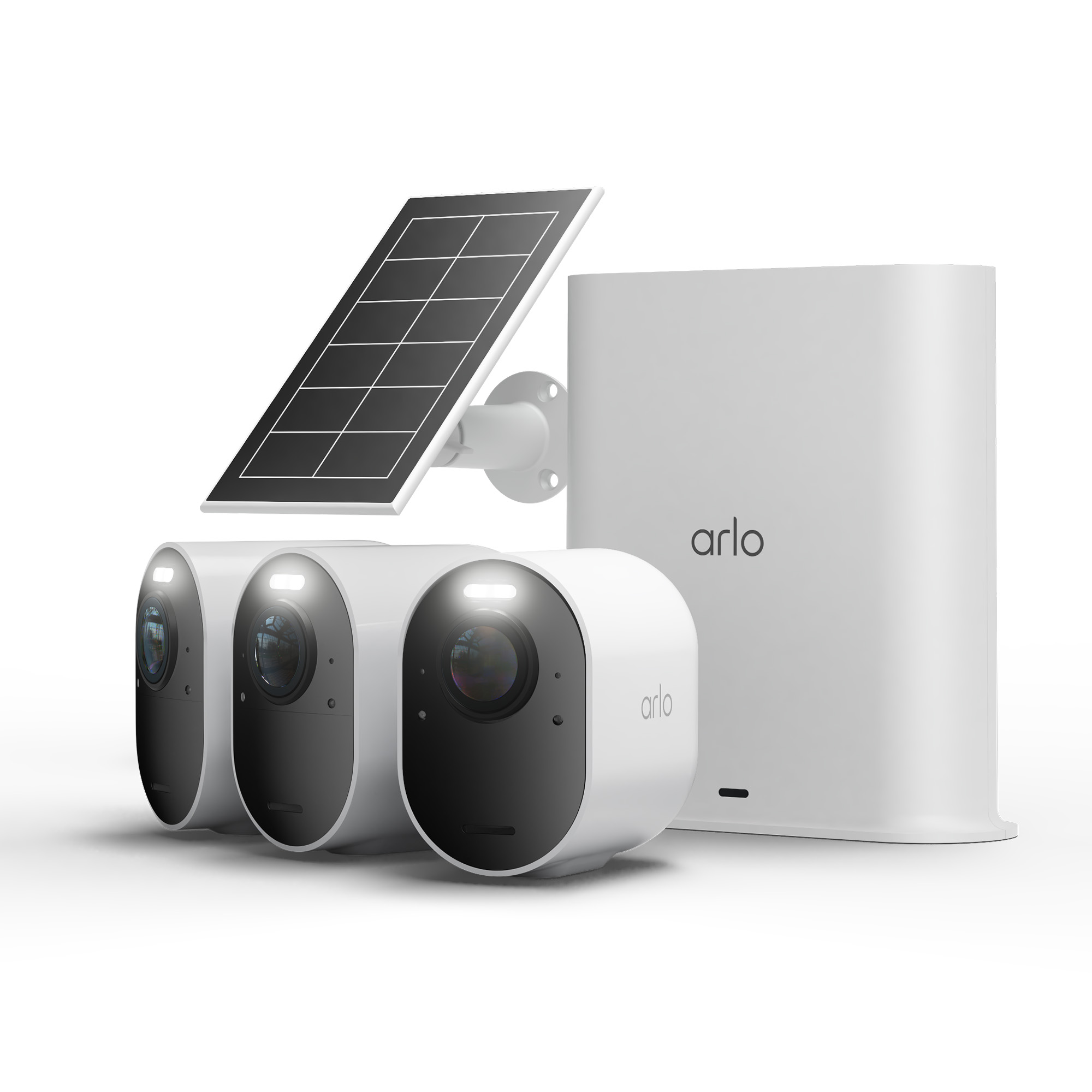 Arlo Set - mit 3 Ultra 3 4K Außenkamera + Solarpanel + SmartHub - Weiß