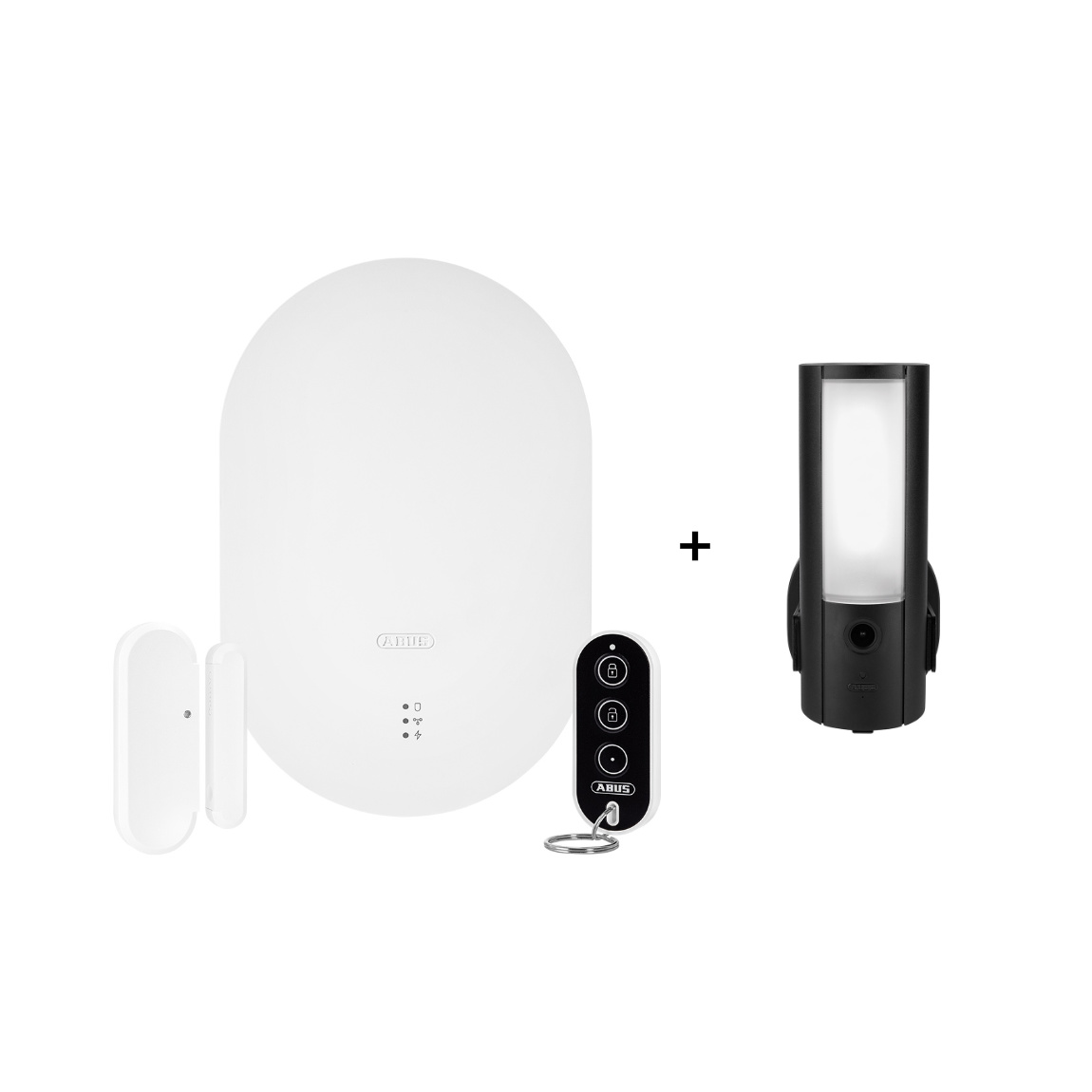 ABUS Smartvest Pro Funk-Alarmanlage - Starter-Set + WLAN Licht Außenkamera (+GRATIS Hombli Lichterkette)