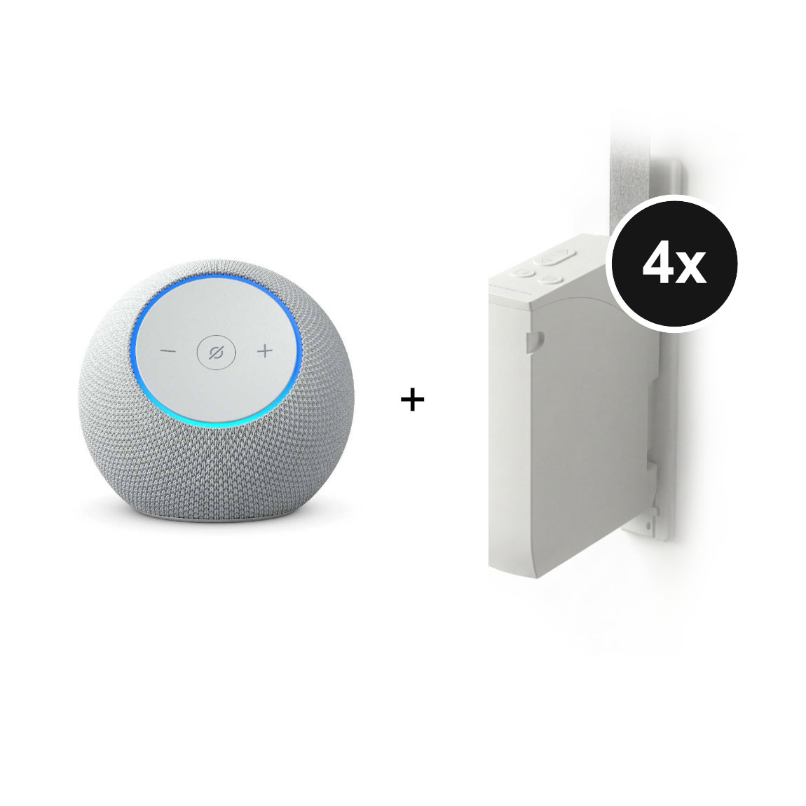 Amazon Starter Set Rollladensteuerung - mit Echo Dot Max (neueste Gen.) + 4 Rademacher Universal Gurtwickler smart - für Unter-/Aufputz