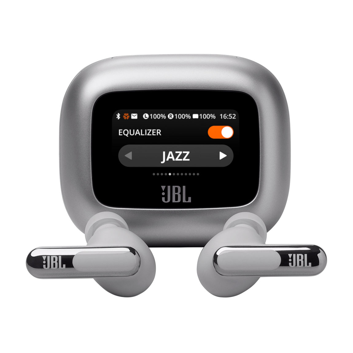 JBL Live Beam 3 - Kabelloser In-Ear Noise Cancelling Kopfhörer mit Smart Charging Case - Silber