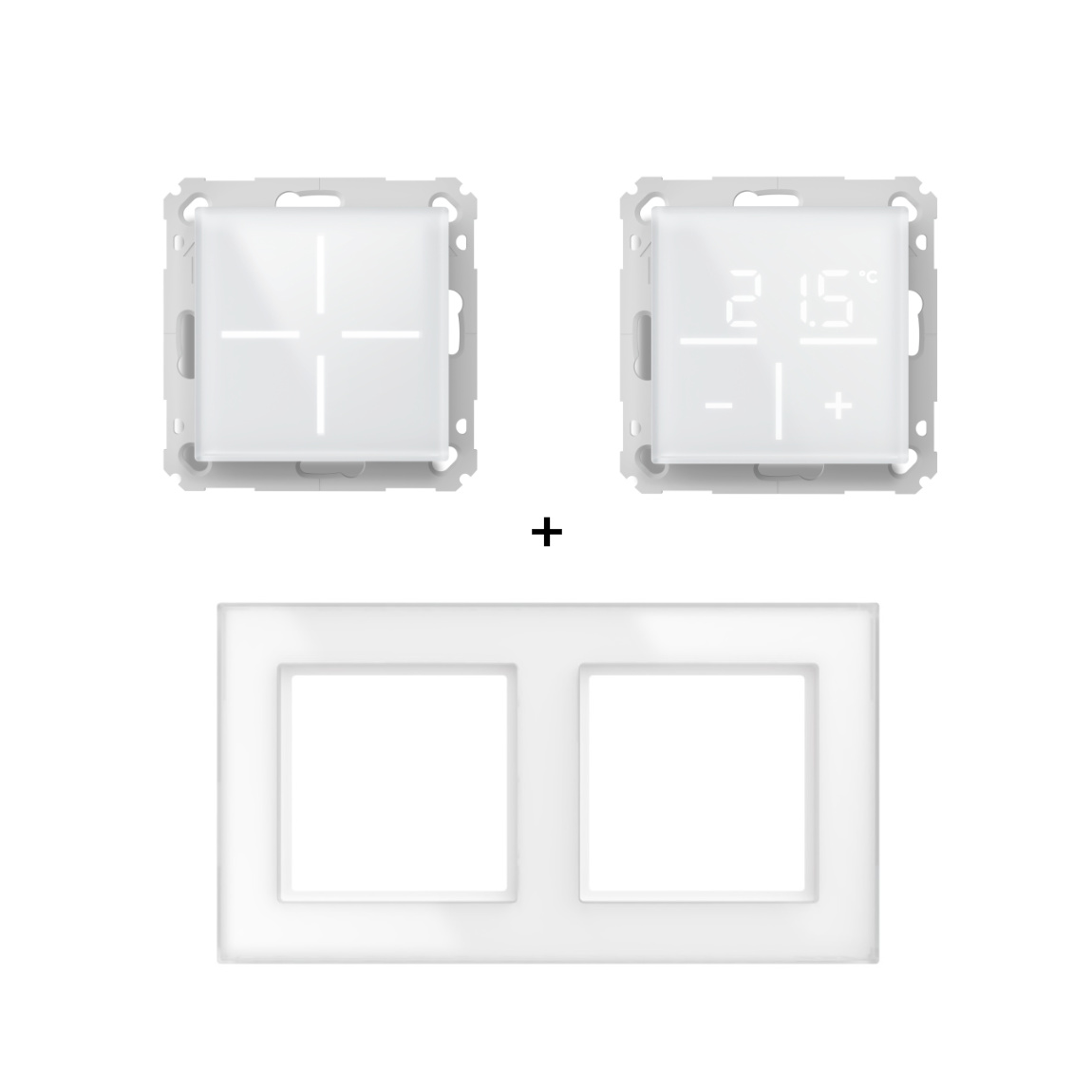 Homematic IP Glastaster + Glas-Wandthermostat + Glasrahmen – 2-fach (+GRATIS Hombli Lichterkette)