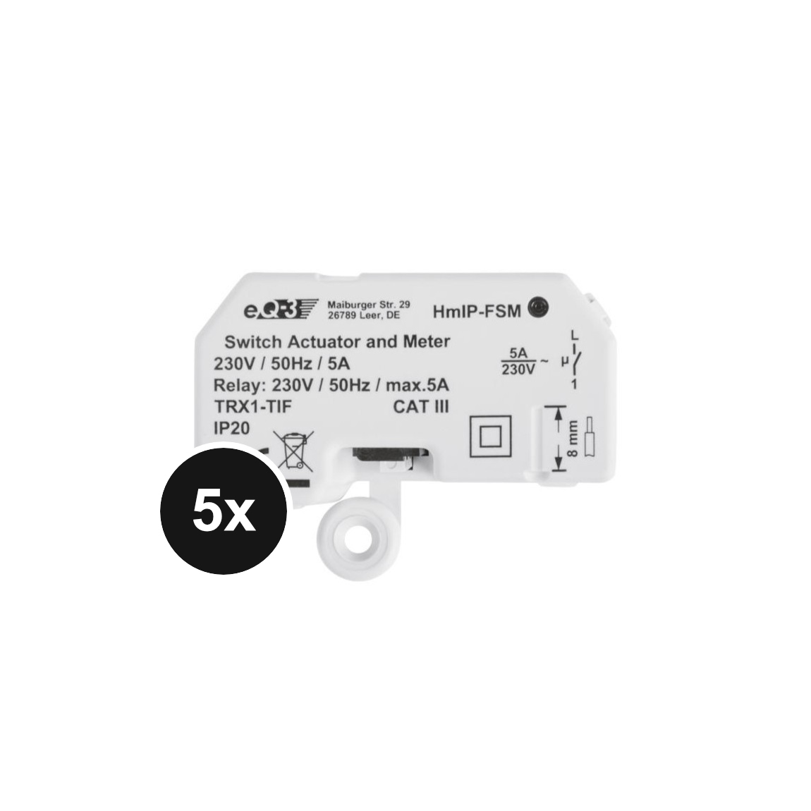 Homematic IP Schalt-Mess-Aktor – Unterputz - 5er-Set