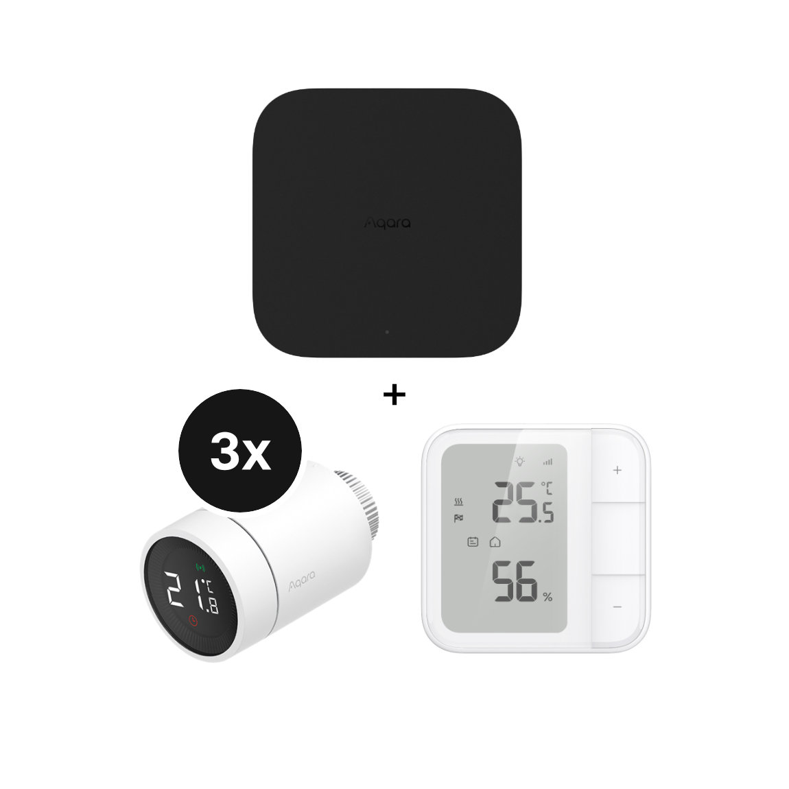 Aqara Starter Set Heizen - mit Hub M3 und 3 Heizk&ouml;rperthermostaten E1 + Raumthermostat W100