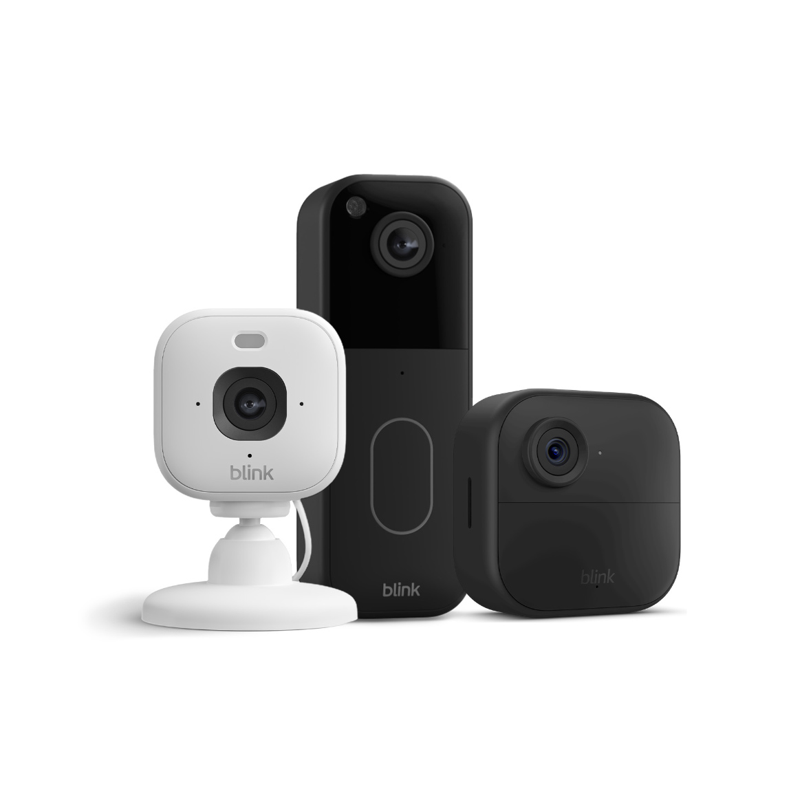 Blink Set - mit Mini 2K Kamera + Video Doorbell 2 + Outdoor 4 Außenkamera - Schwarz