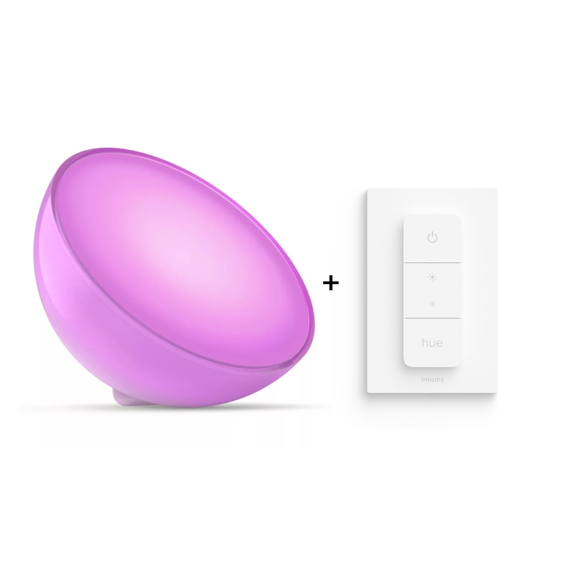 Philips Hue Set - mit White & Color Ambiance Go Bluetooth - Tischleuchte + Dimmschalter