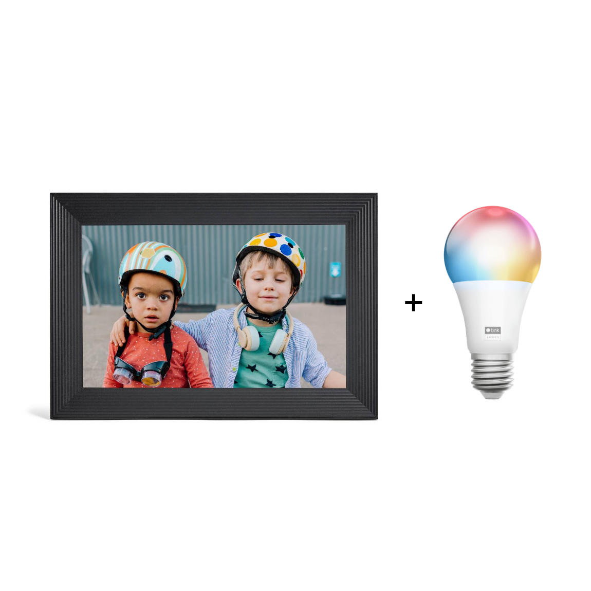 Aura Frames - Carver (10 Zoll) - Bilderrahmen + gratis tink Basics Matter White & Color E27 Bulb