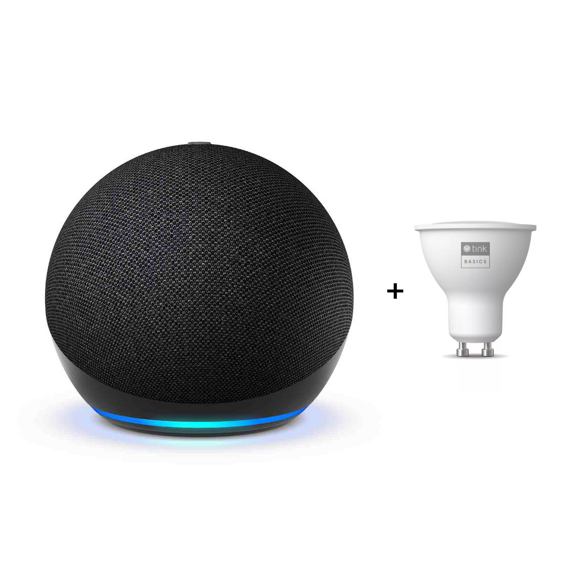 Amazon Starter Set - mit Echo Dot (5th Gen) + tink Basics Matter White & Color GU10 Bulb