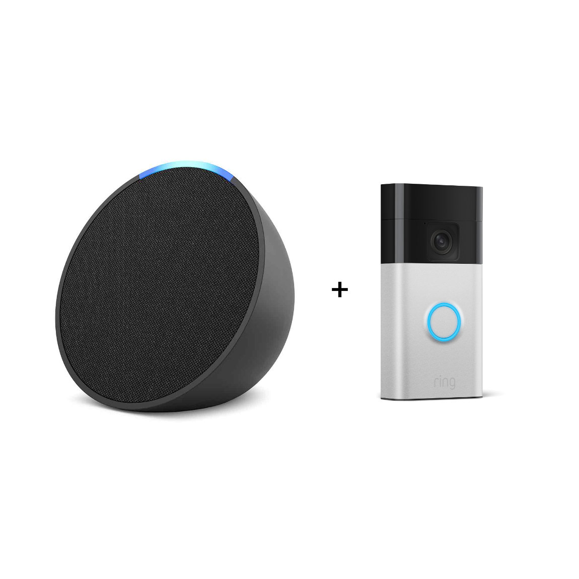 Amazon Echo Pop - Neueste Generation + Ring Battery Video Doorbell