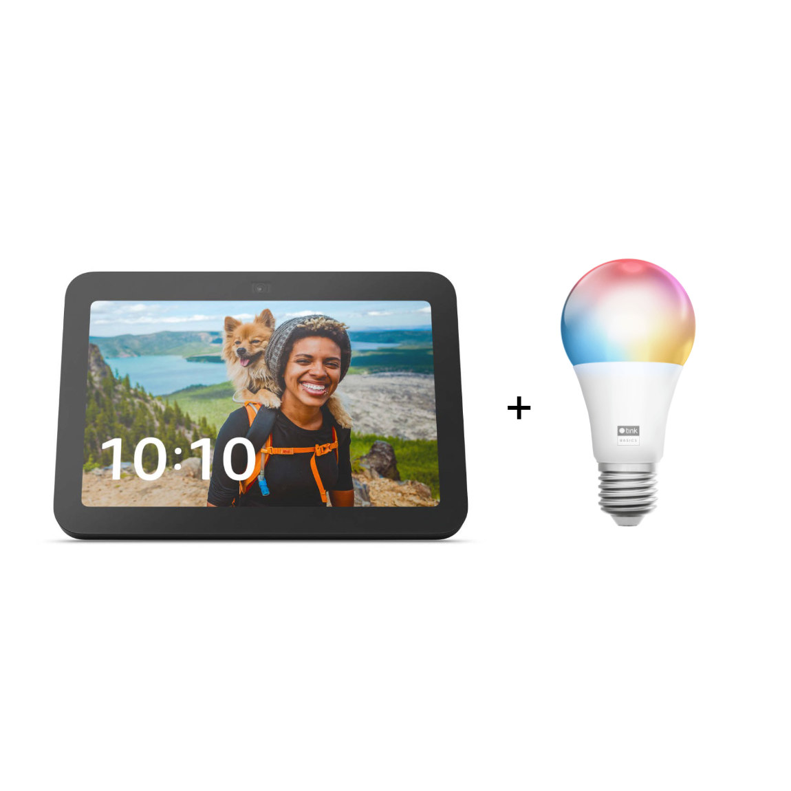 Amazon Starter Set - mit Echo Show 8 (2023) + tink Basics Matter White & Color E27 Bulb