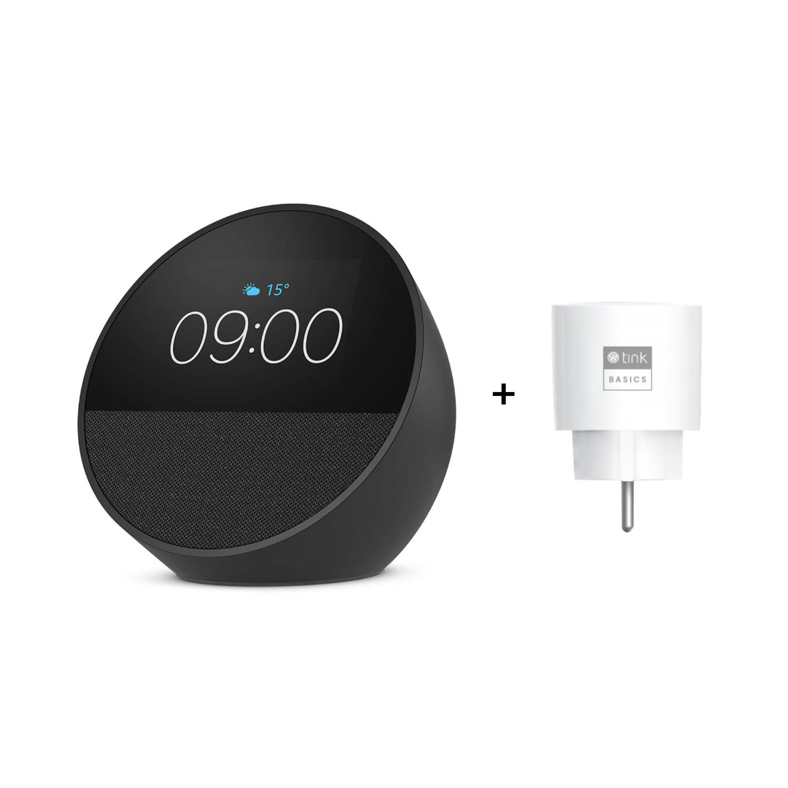 Amazon Starter Set - mit Echo Spot (Neueste Gen.) + tink Basics Matter Smart Plug