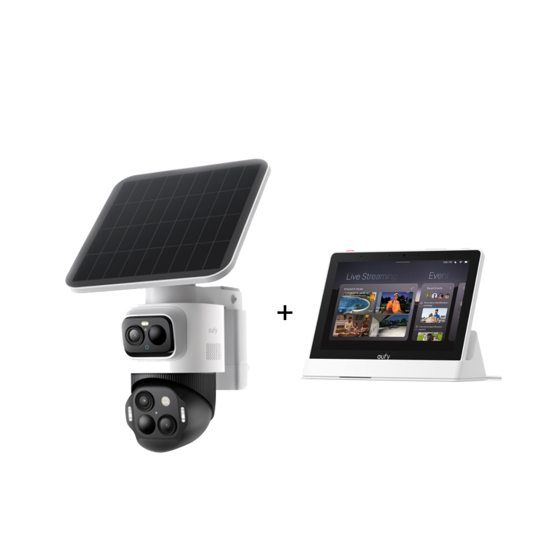 eufyCam S4 - 4K-Sicherheitskamera mit 3 Linsen + Smart Display E10