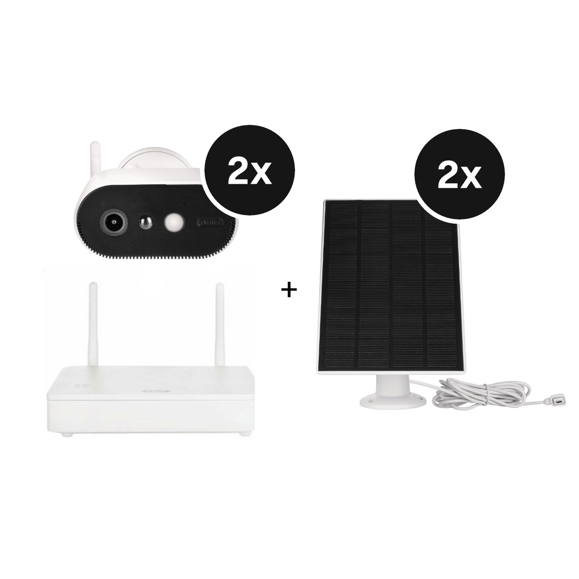 ABUS Set - mit 2 Akku Kamera Pro, Basisstation + 2 Solarpanels
