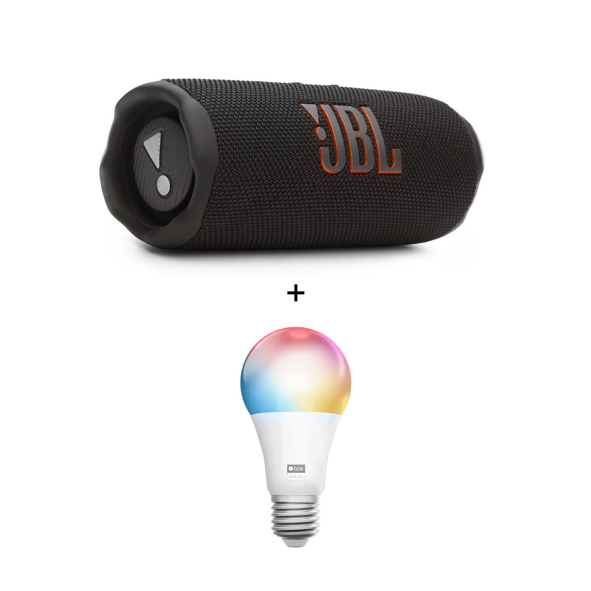 JBL Flip 7 - Tragbarer wasserdichter Lautsprecher + tink Basics Matter White & Color E27 Bulb