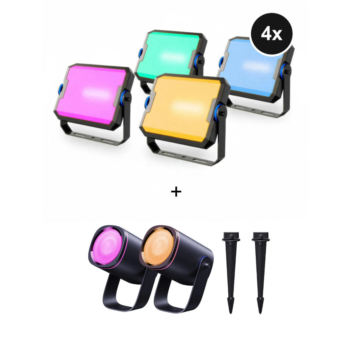 Govee Set - mit 4 Außenflutlichter - Outdoor Flood Lights + 2 Leuchtstrahler - Outdoor Spotlights 2