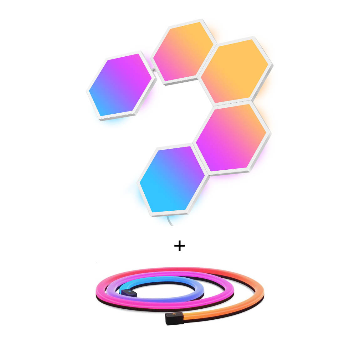 Govee Set - mit Wandleuchte - Glide Hexa Light Panels + Neon Tischlichtband - Neon Rope Light for Desks