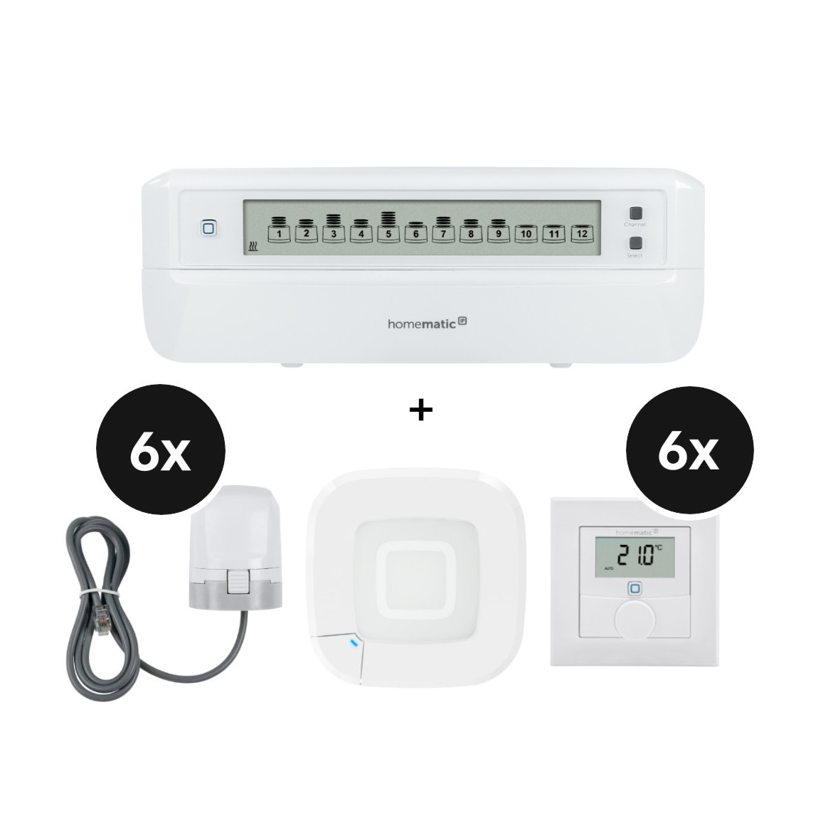 Homematic IP Fußbodenheizungs-Set motorisch für 6 Räume - mit Access Point 2