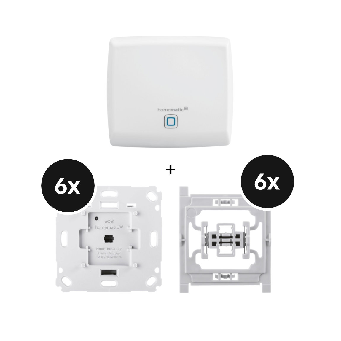 Homematic IP Starter Set mit 6 Rollladenaktoren für Markenschalter + Adapter