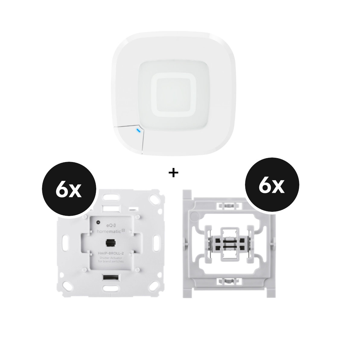 Homematic IP Starter Set mit 6 Rollladenaktor für Markenschalter - 6er-Set + Adapter - mit Access Point 2